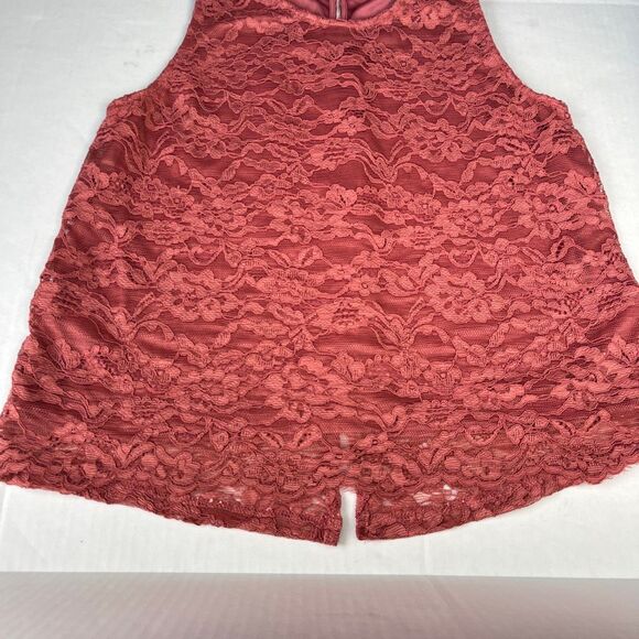 Sophie Rue Lace Overlay Blouse Sleeveless Dusty Rose Pink Feminine Shirt NWT L - Picture 2 of 11
